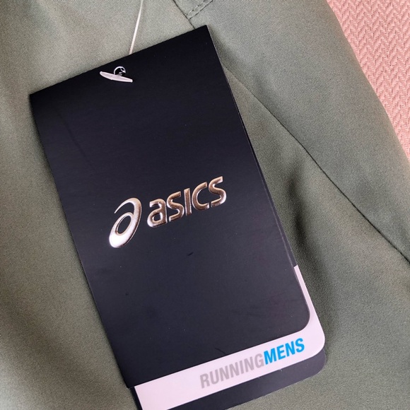 Asics Woven Green Running Shorts - 7”, Built-In Briefs Mens Size L - Picture 10 of 15